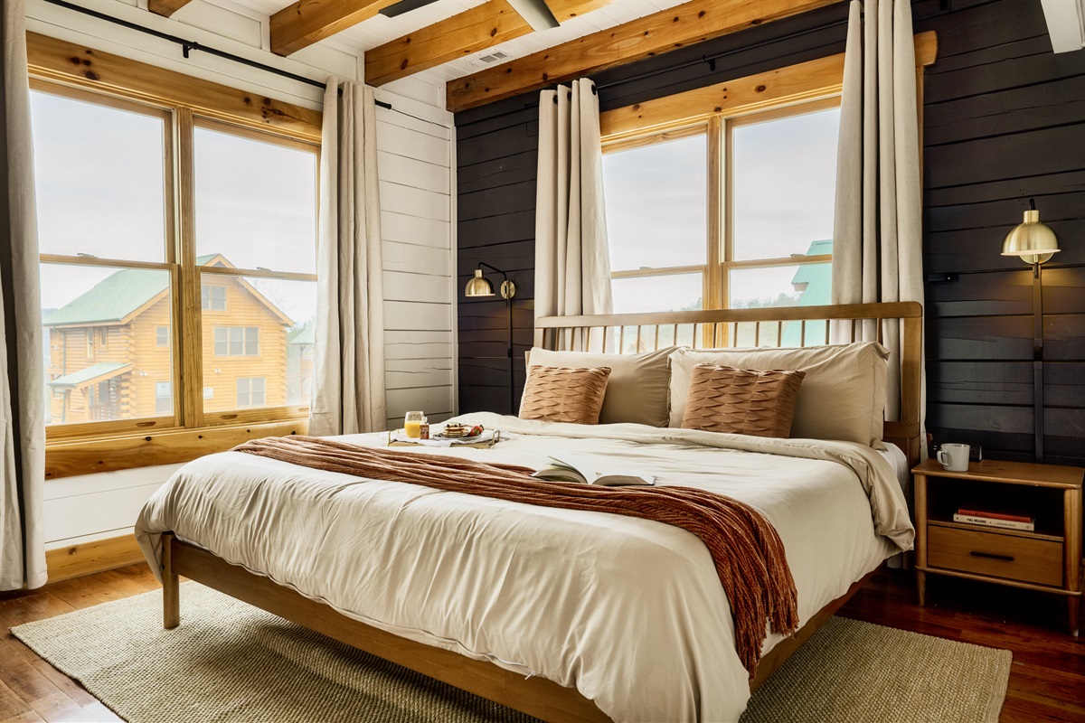 Sink into comfort and let worries drift away in our cozy king bed sanctuary.