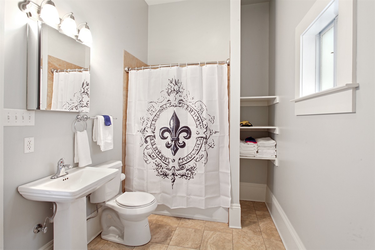 Full bathroom off the kitchen.