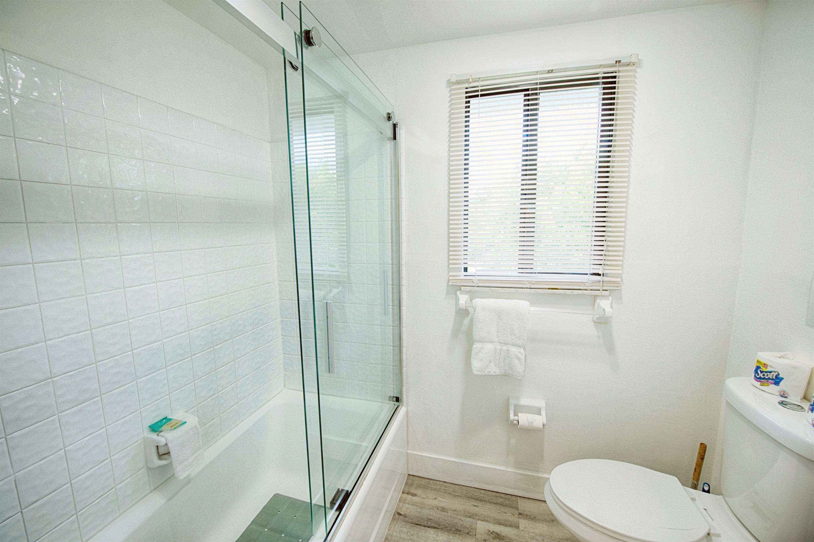 Private tub/shower and toilet combination