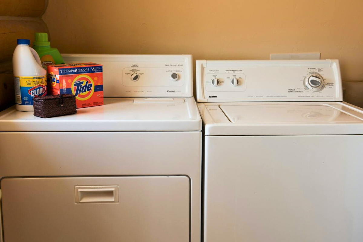 A washer and dryer are provided for your convenience.