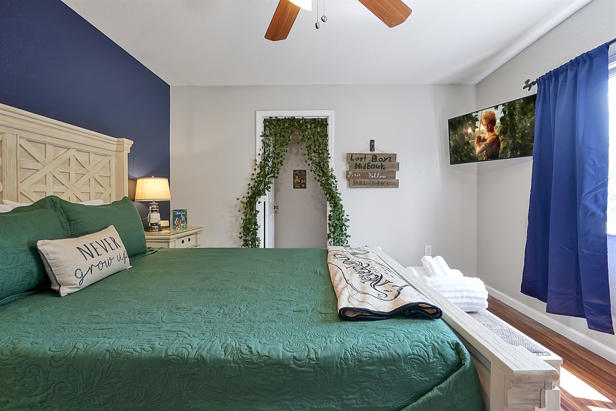 Welome to Neverland! This Queen bedroom invites you to be a kid again no matter your age!