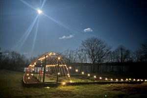 Garden with lights and 2 chairs