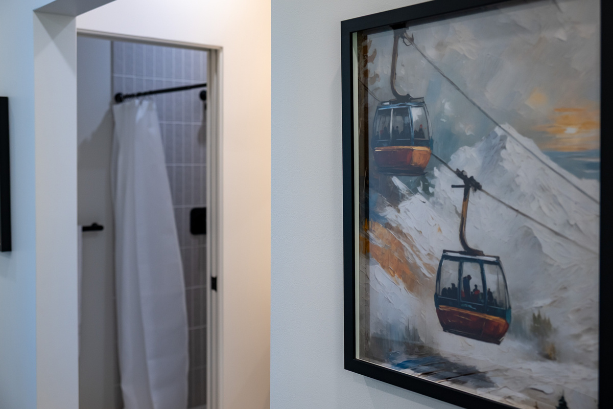 Walk-in shower for bunk room guests.