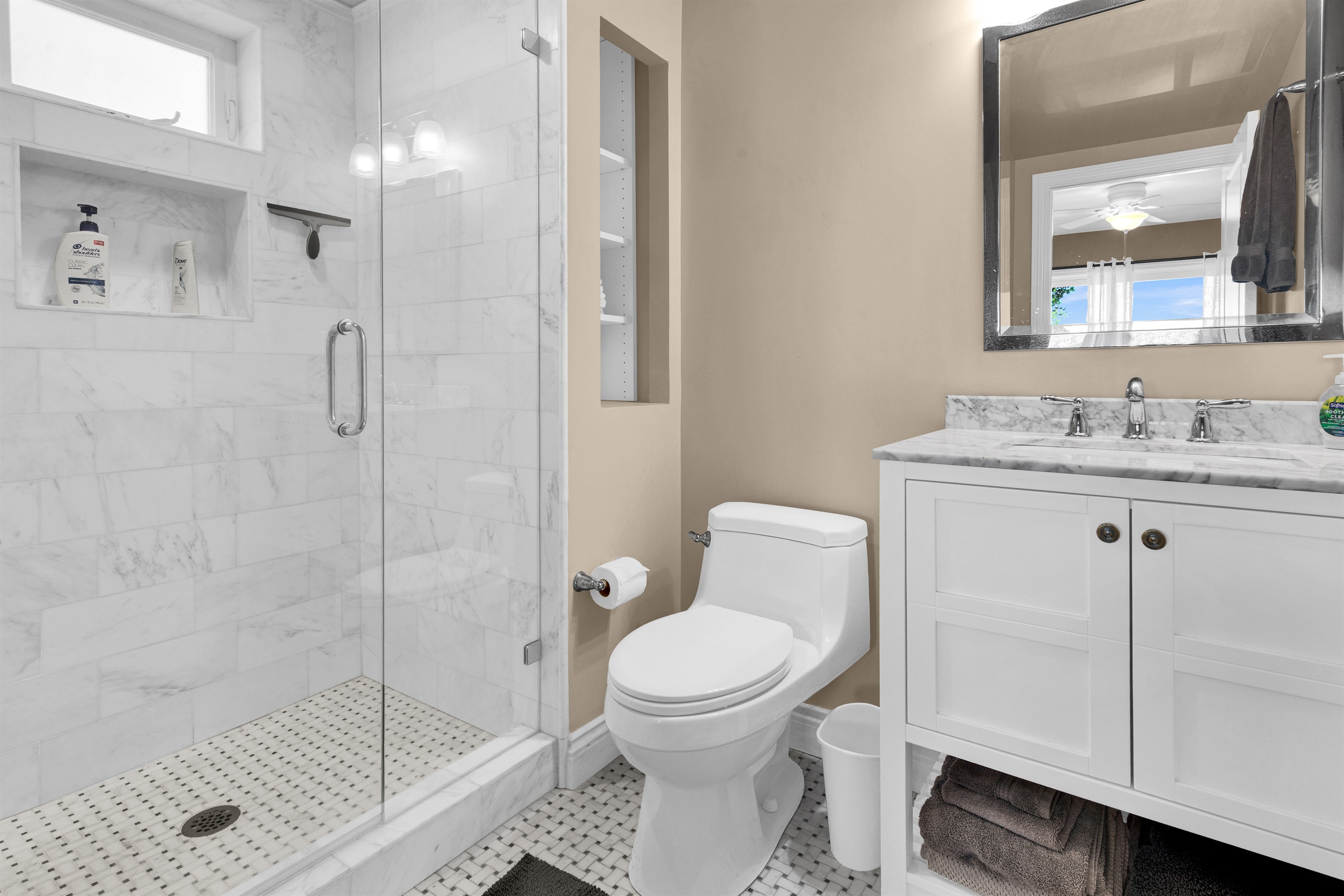 En suite bathroom with upgraded newly remodeled bathroom.