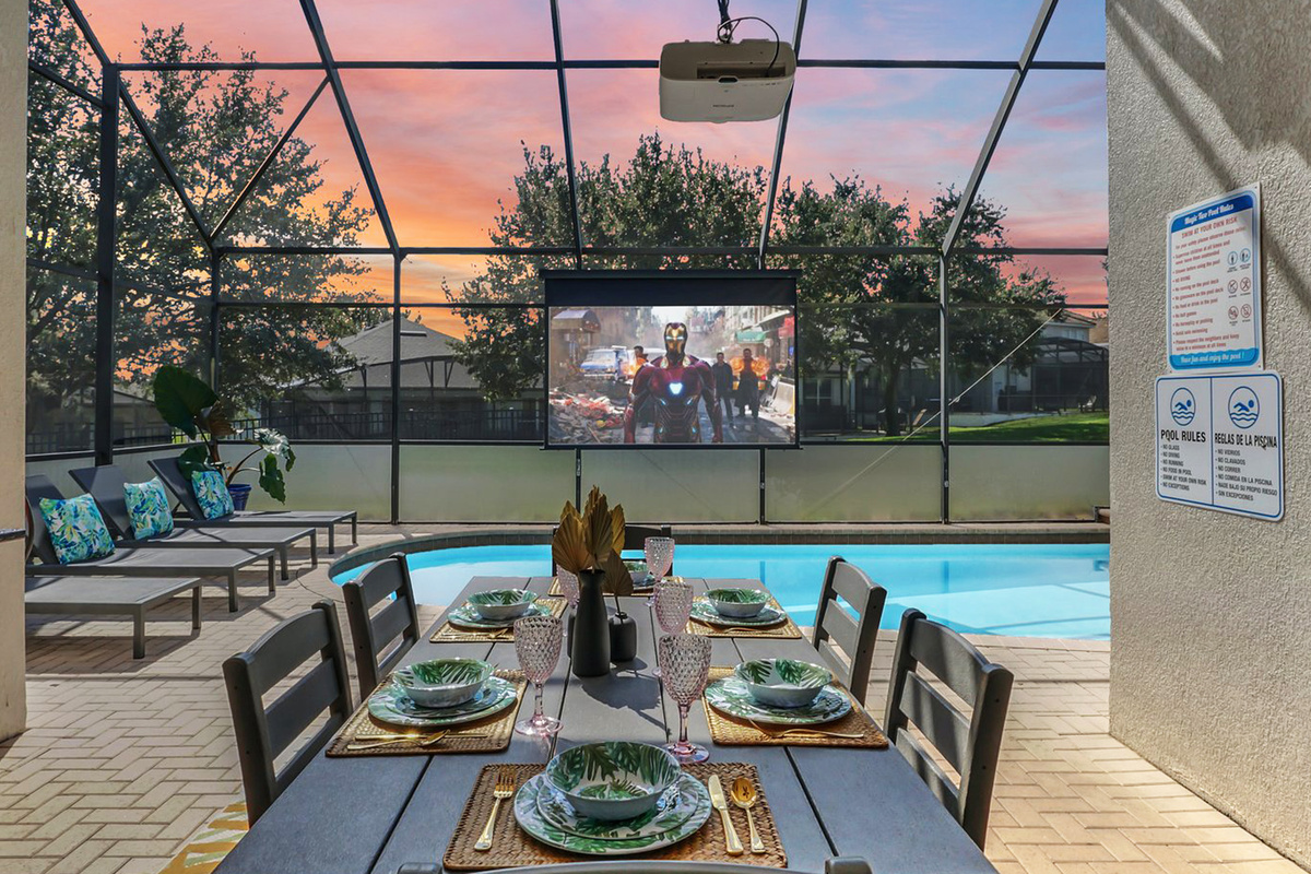 Welcome To Our Home-SplashNGames.  Enjoy Your Favorite Movie Or TV Show Poolside!