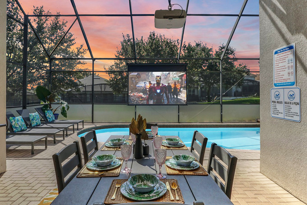 Welcome To Our Home-SplashNGames.  Enjoy Your Favorite Movie Or TV Show Poolside!