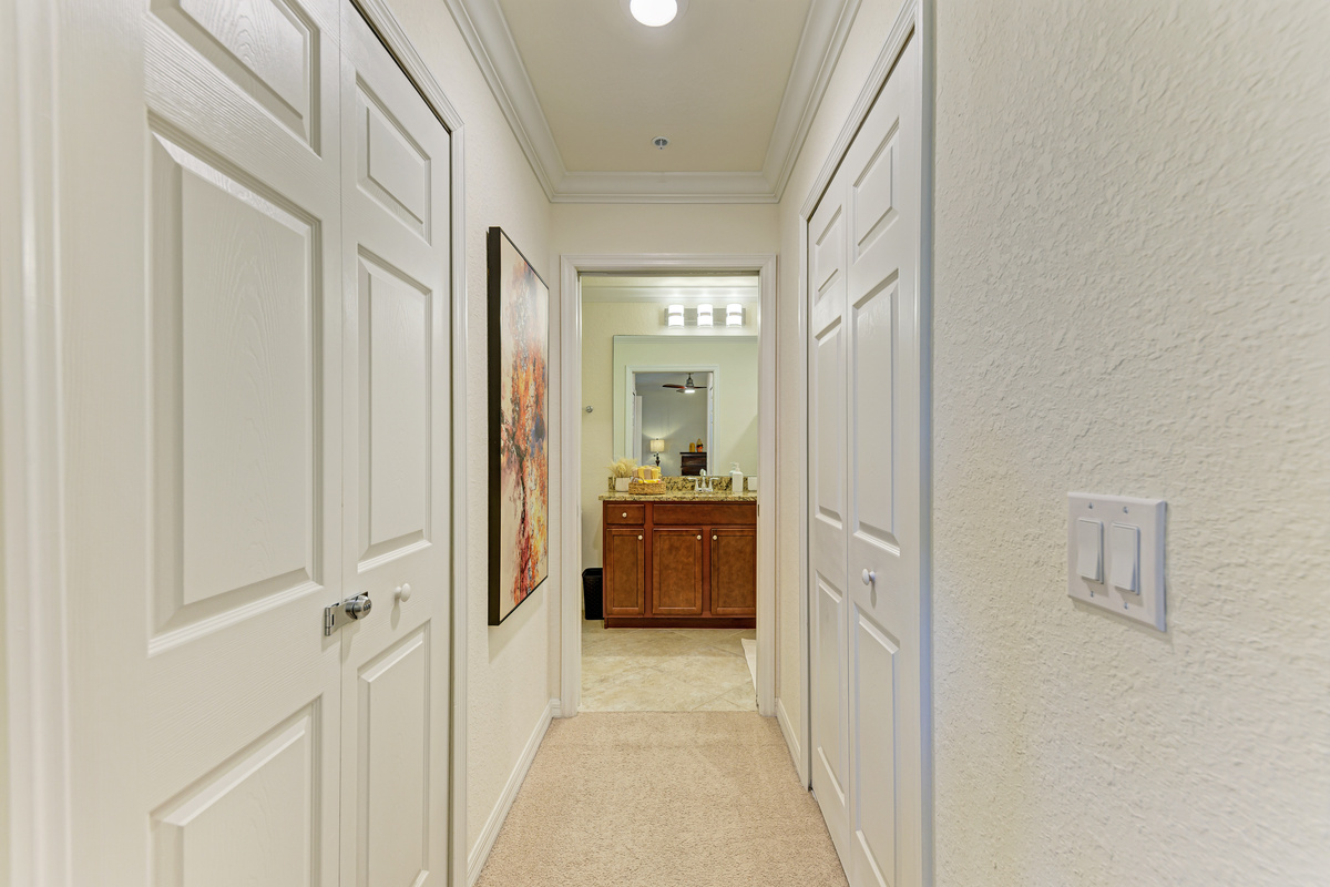 Main bedroom hallway closet and insuite bathroom entrance