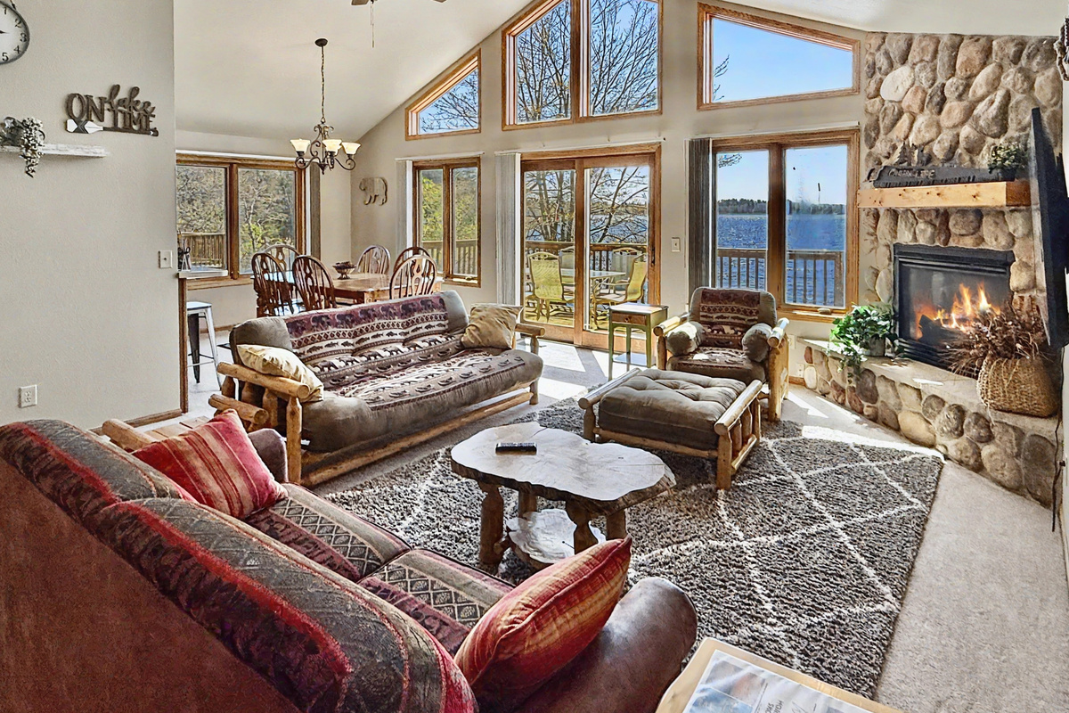 Living Room - Upper Level with Fireplace