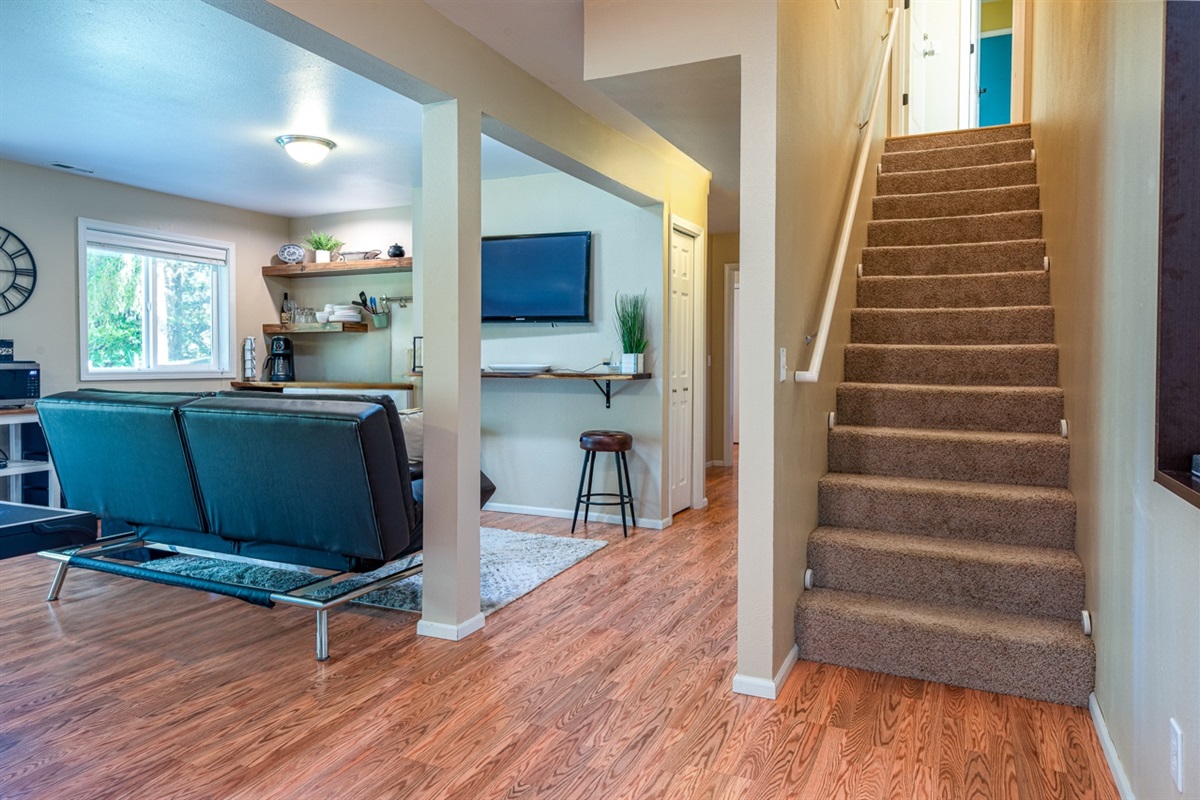 Door at top of stairs is always locked.