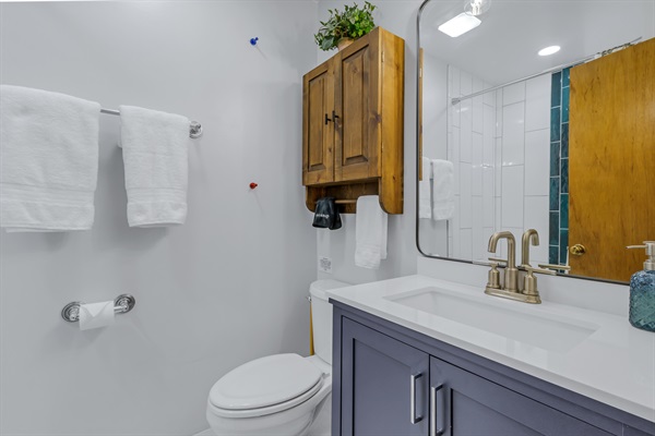Completely renovated 2nd bath has a zero entry shower.