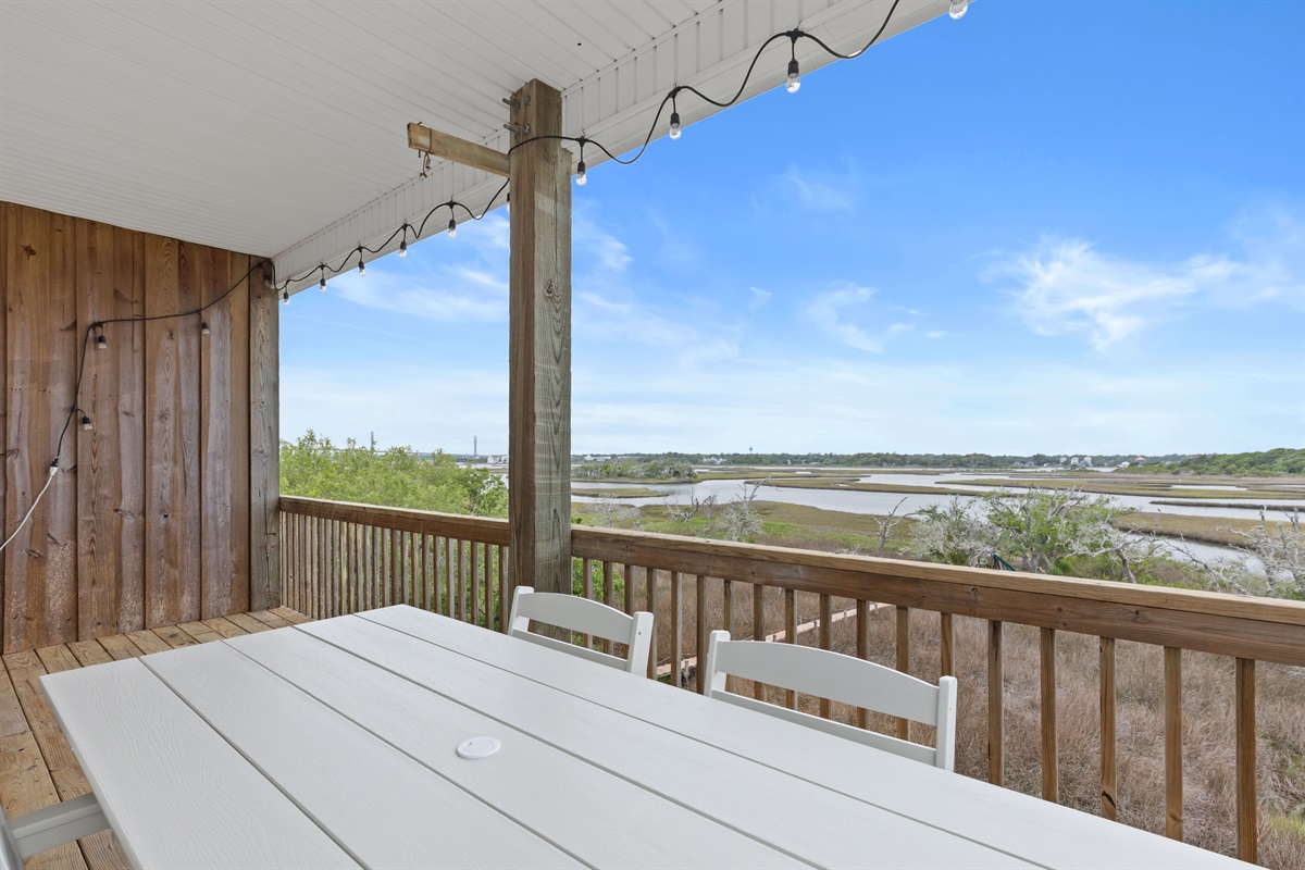 Relax and dine al fresco while enjoying expansive water and nature views