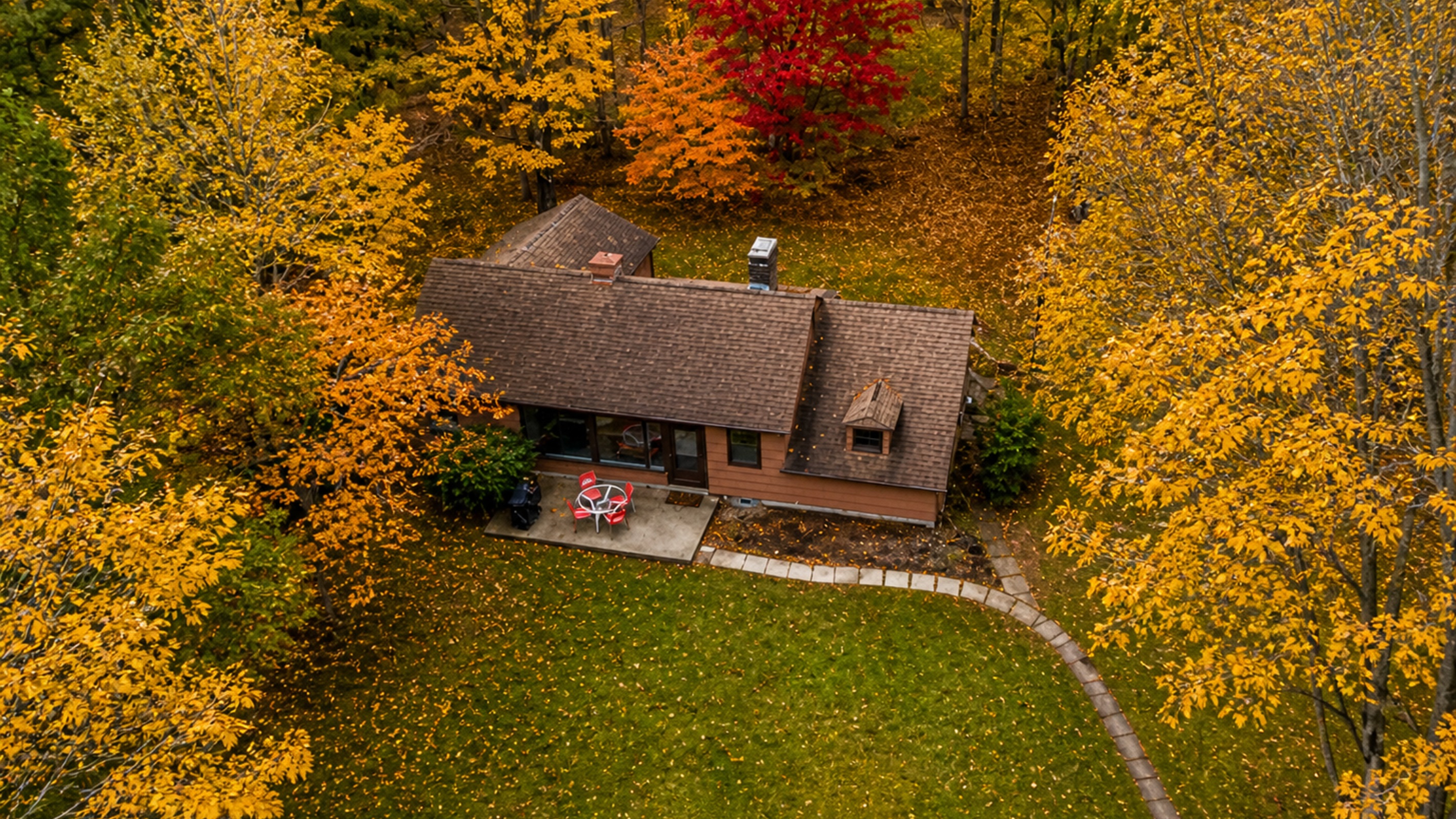 Aerial view of the secondary house
