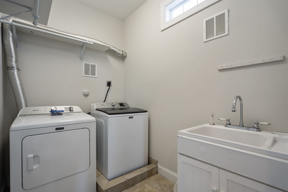 2nd floor, full laundry with washer, dryer, utility tub