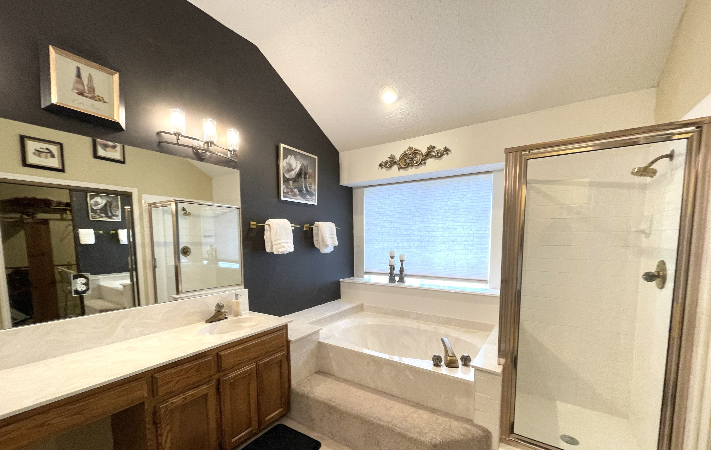 Master Bath Features, Garden Tub, Shower and Double Vanity