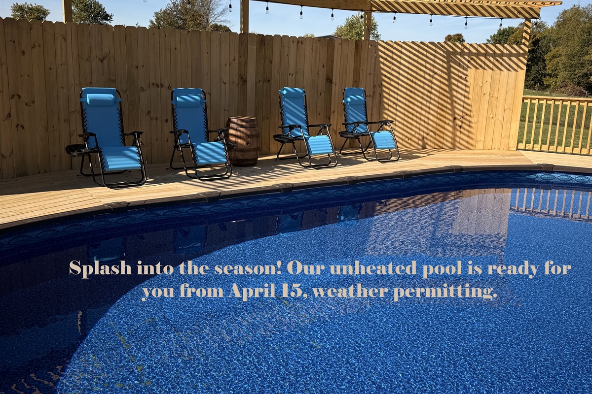 Splash into the season! our unheated pool is ready for you from April 15, weather permitting.