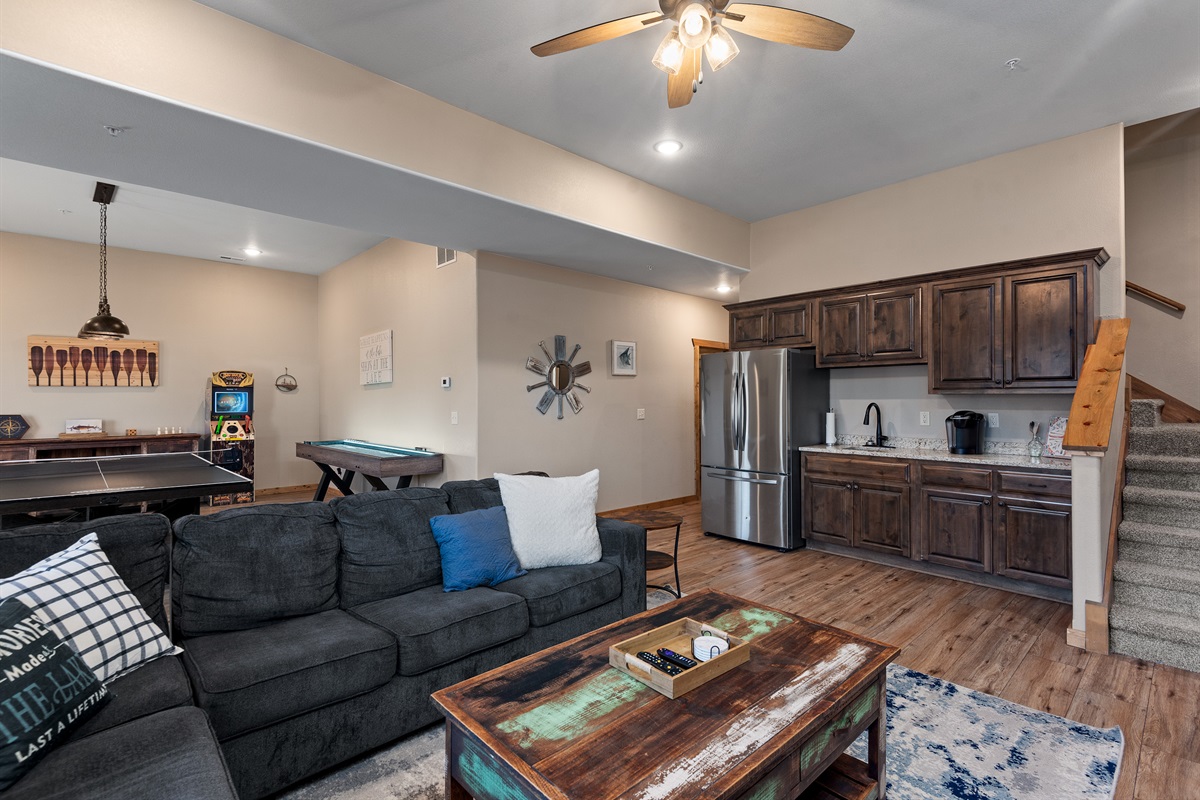 Lower level kitchenette with extra fridge!