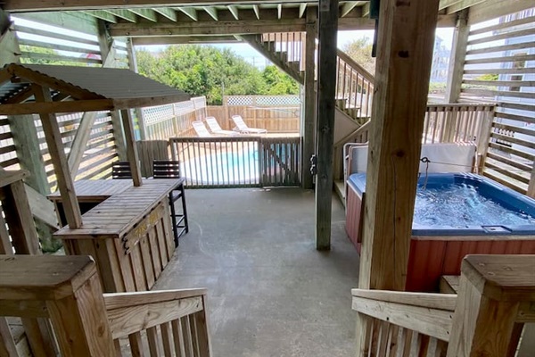 Spend the day having your own happy hour at the Tiki Bar and relax in the hot tub!