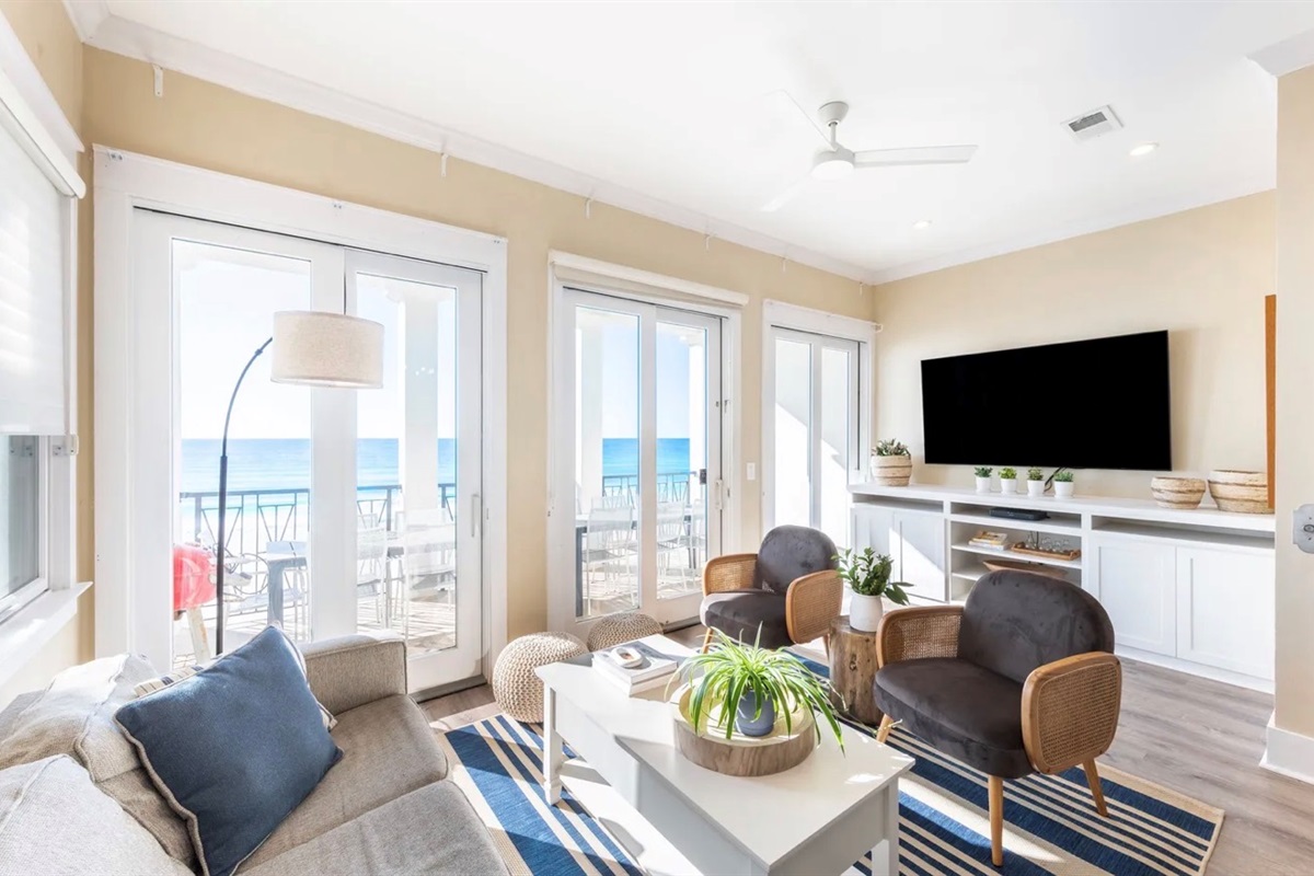 Sun Of A Beach is a Beachfront, Updated, Fully-stocked Home with HUGE views of the beach and Gulf of Mexico. 5 Bedrooms (9 BEDS), 4 Bathrooms provides plenty of space for your whole group!
