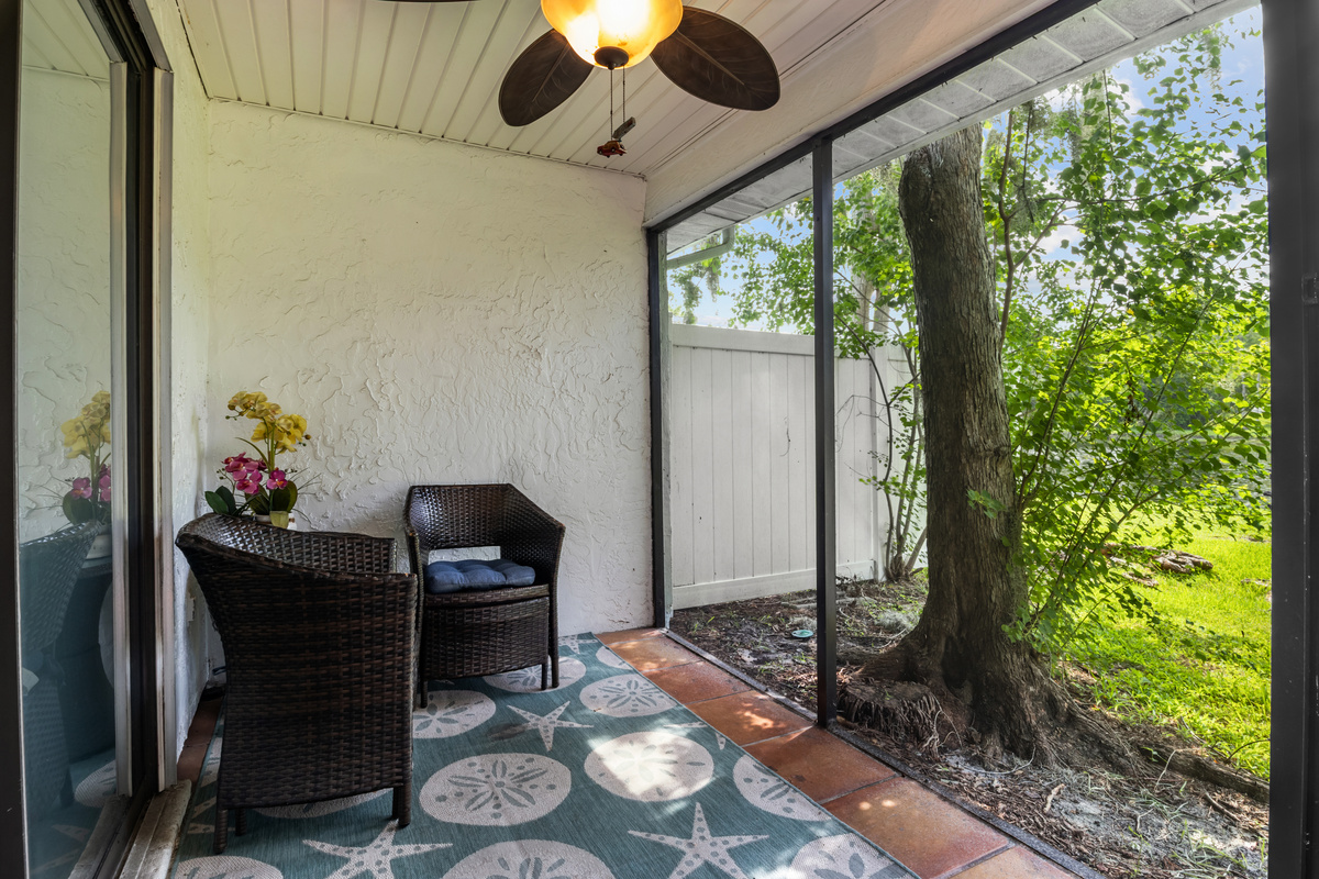 Back patio is screened in.