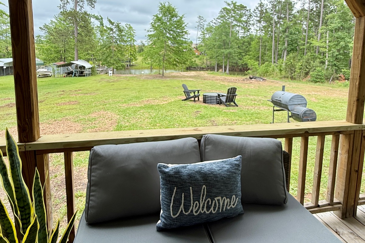 Lots of space for the kids to run and watch them from the comfy porch!