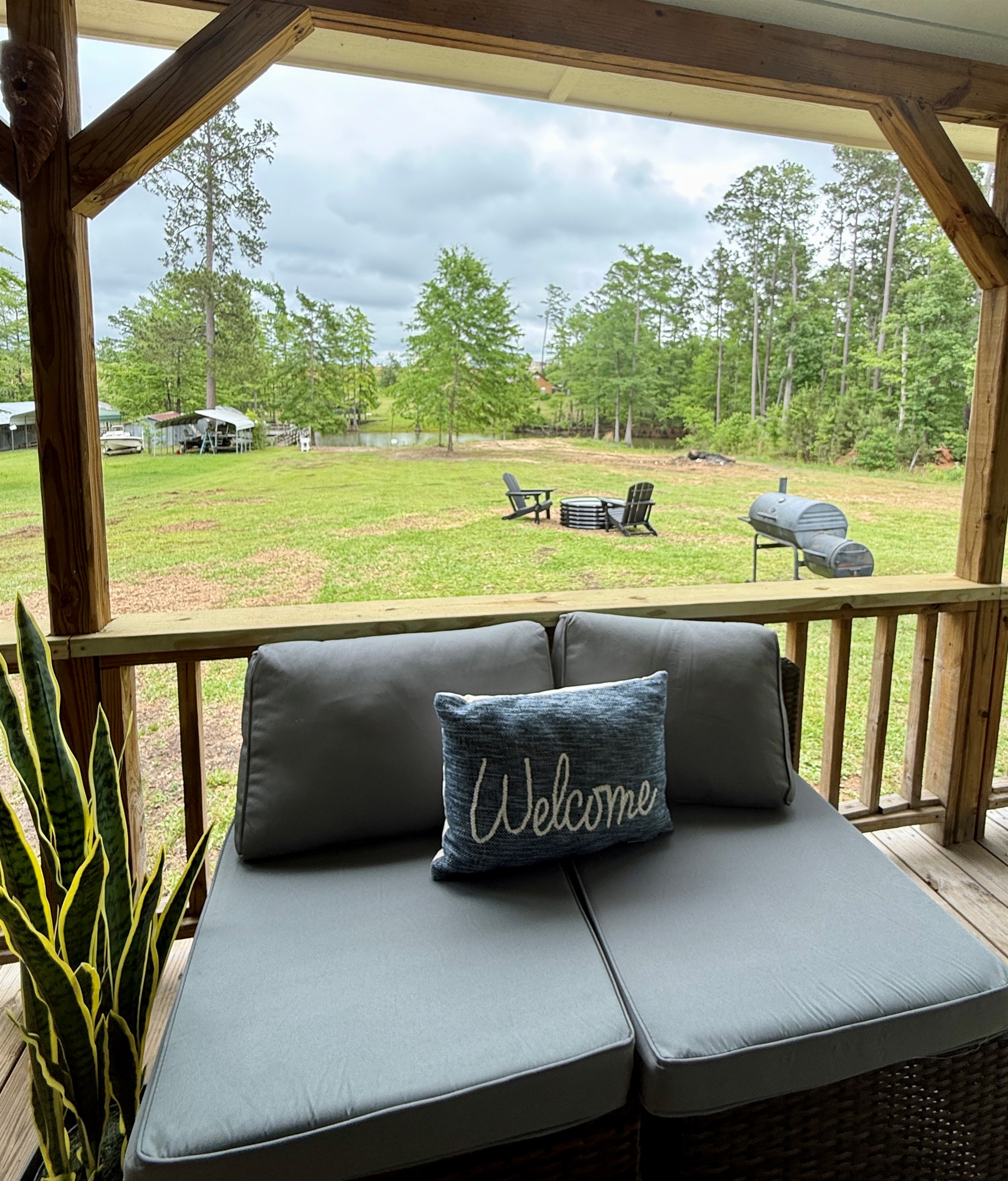 Lots of space for the kids to run and watch them from the comfy porch!