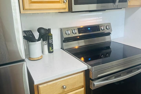 Kitchen with electric range