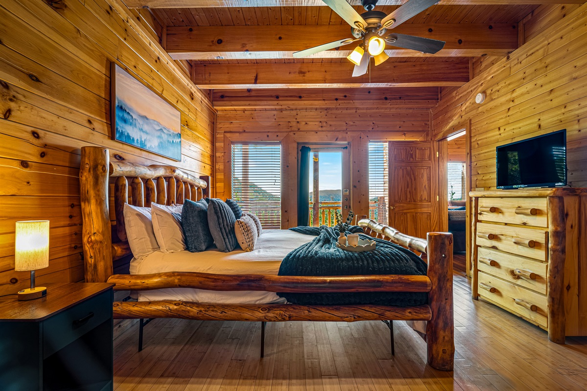 Main floor king suite with private deck and bathroom