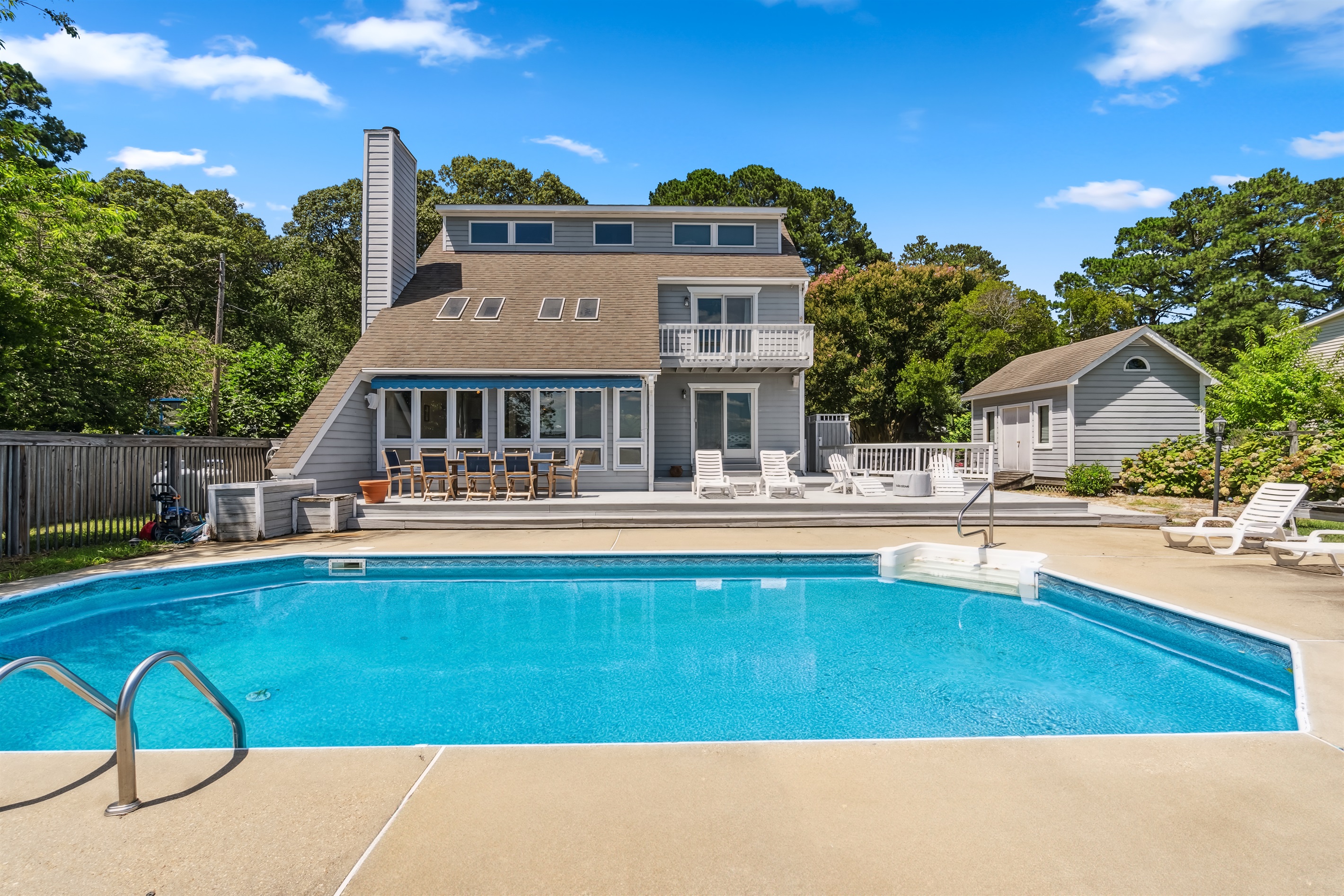 Please note: The pool photos were taken prior to upgrades. We are installing a brand new pool liner in March and plan to open the pool earlier than usual. For now, the guaranteed pool opening date is May 1, weather permitting.
