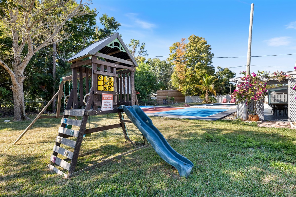 The kids will have the best time playing around on the swing set