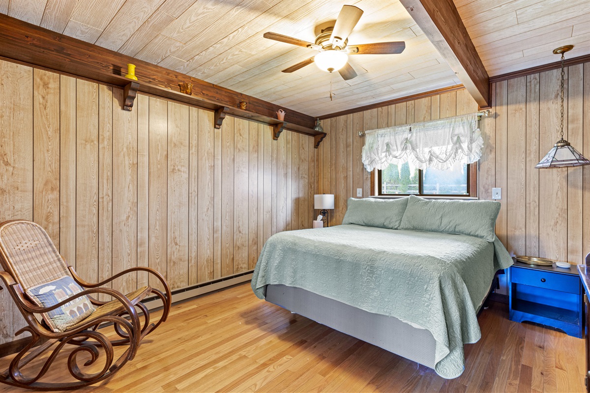 Primary bedroom with queen bed lower level