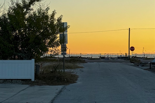 Street view looking towards beach access.