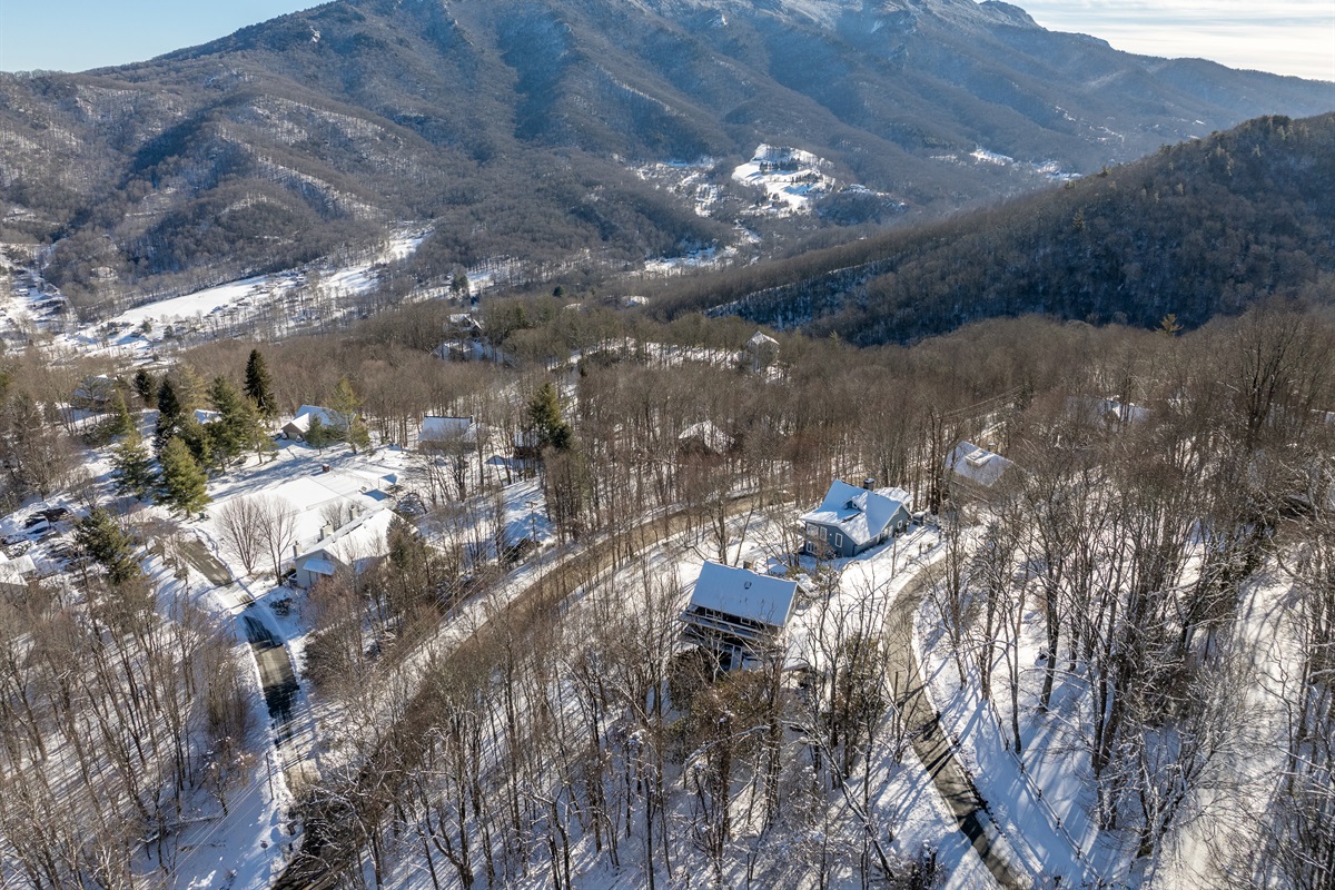 snOMG! In one week in Jan ‘24, we got 16 inches of snow, which was perfect for drone pics of our amazing views! And LOOK @ the clear roads-views without much hassle-Thanks, Seven Devils!