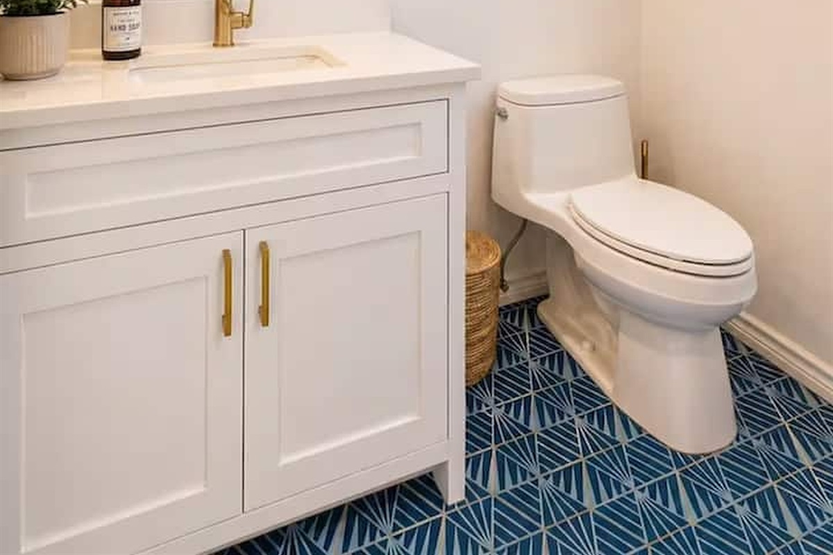 Stylish bathroom with unique design touches