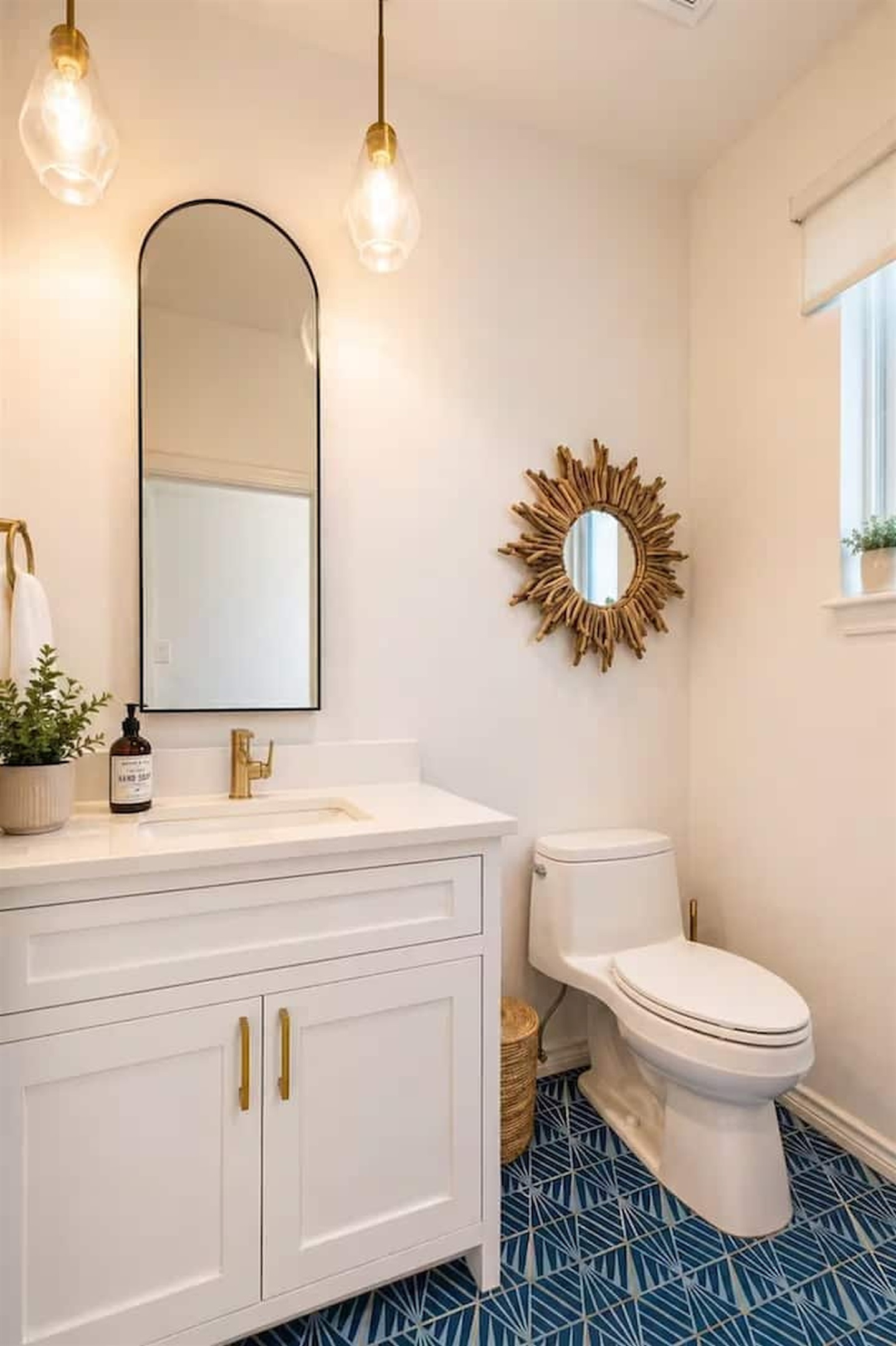 Stylish bathroom with unique design touches