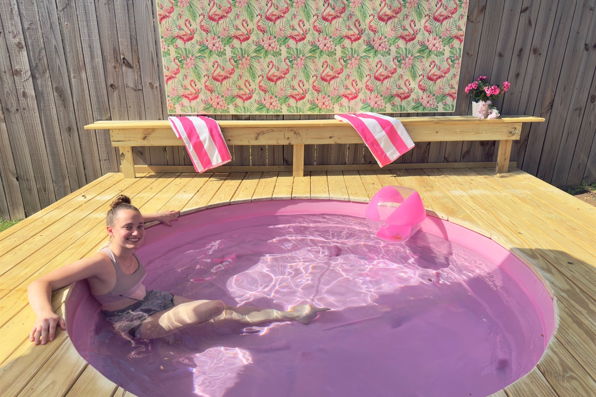 This soaking pool is at a different house photo is for size reference she is 5'8"