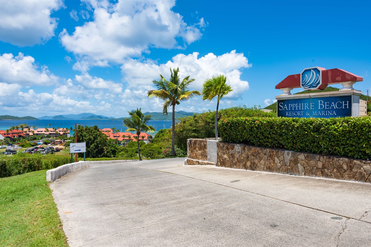 The entrance to Sapphire Beach. Just continue down the hill to the guard stand.
