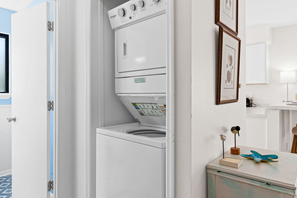Your washer and dryer are tucked conveniently on-site &mdash; pack lighter and let laundry take care of itself mid-trip.