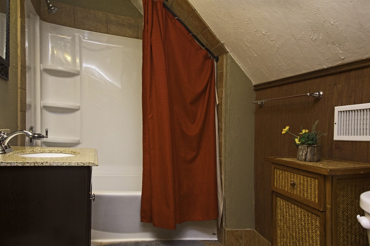 Upstairs Bathroom.   Tub / Shower Combination