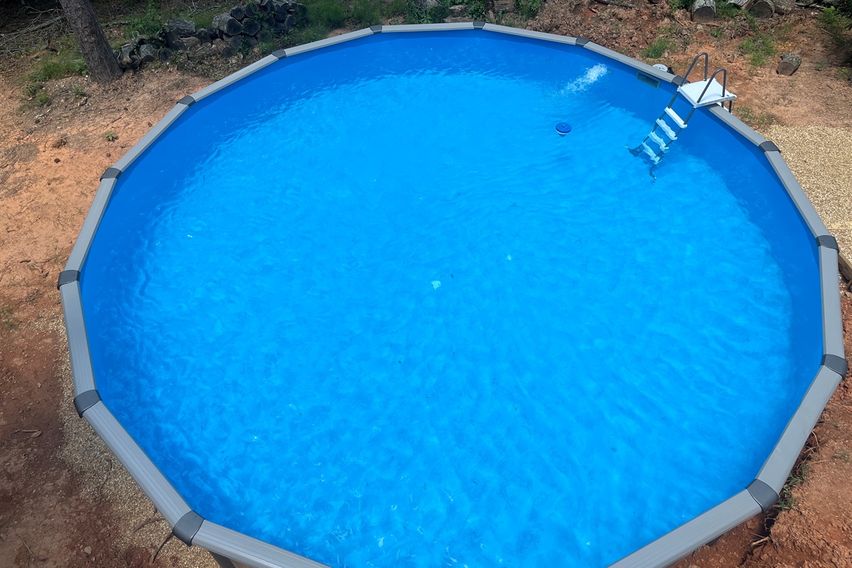 Pool!!! It's not fancy (yet!) but it's perfect for cooling off from this heat!!