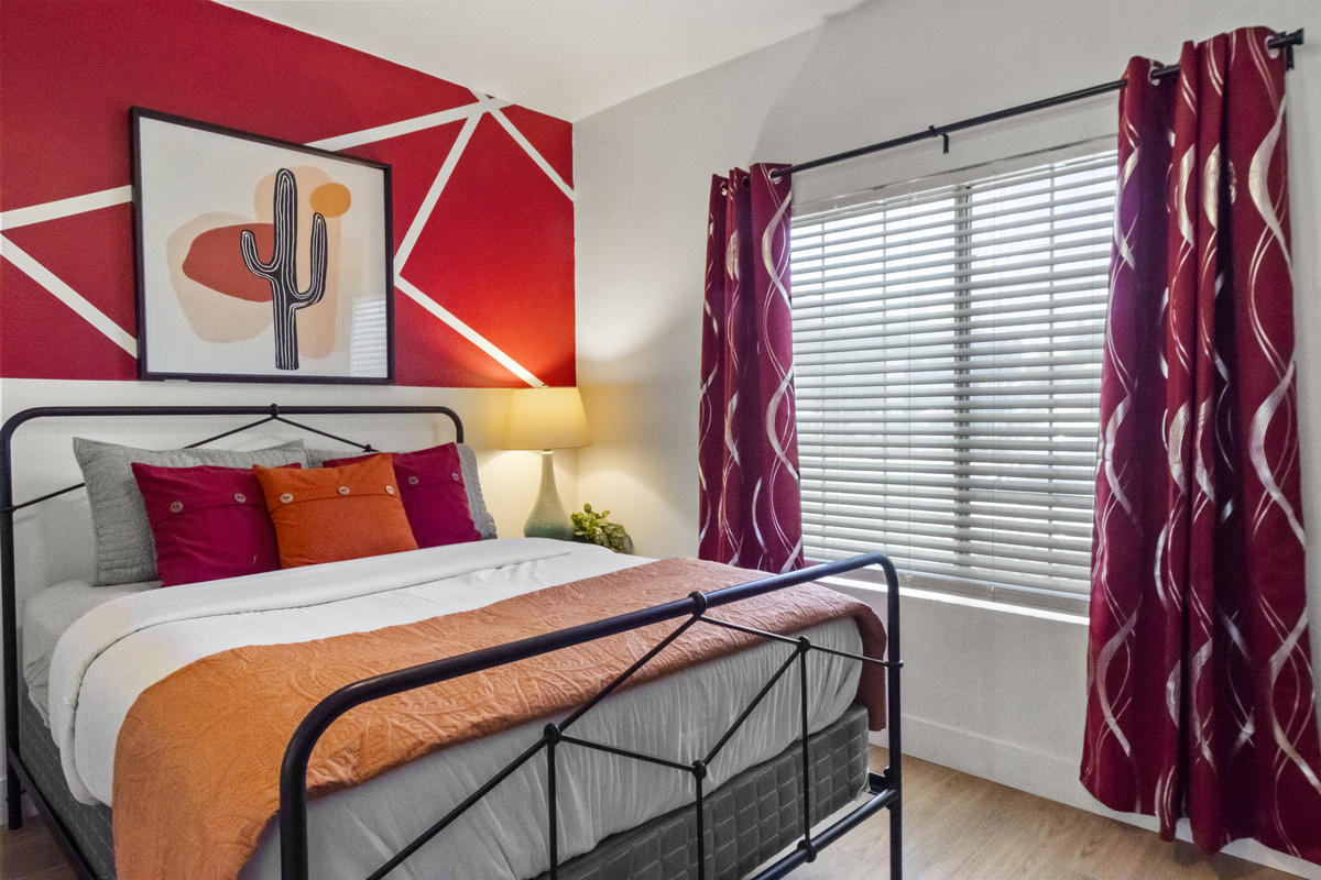 Sleep soundly in a cozy bed with premium bedding.