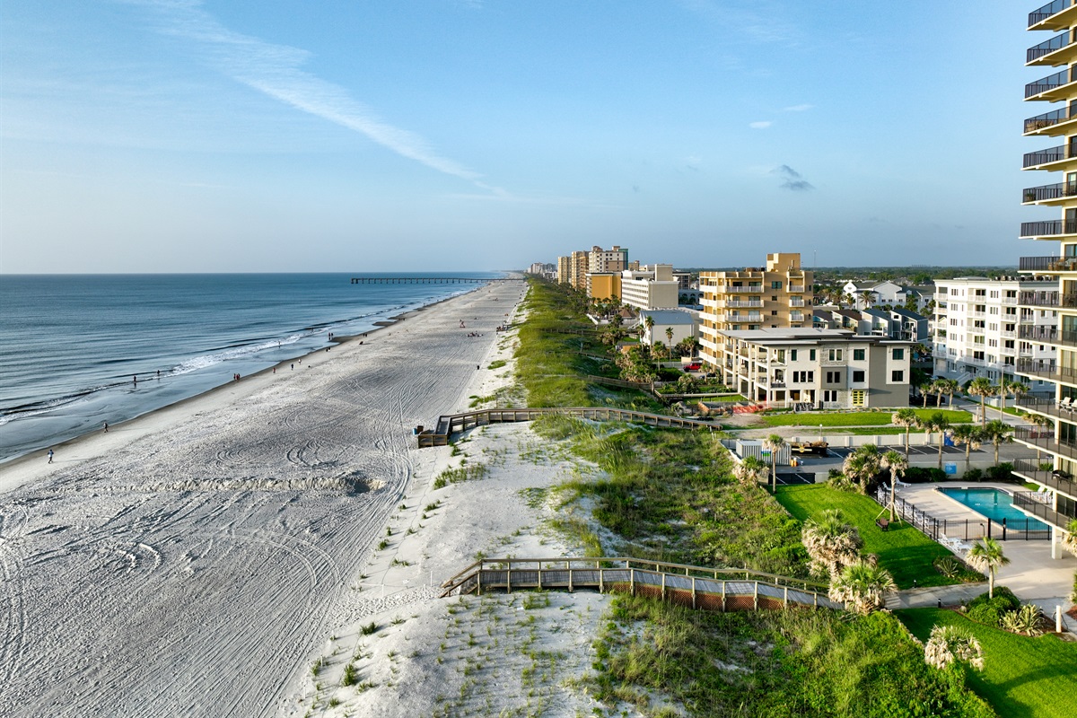 Aerial view of Jacksonville Beach and your oceanfront home