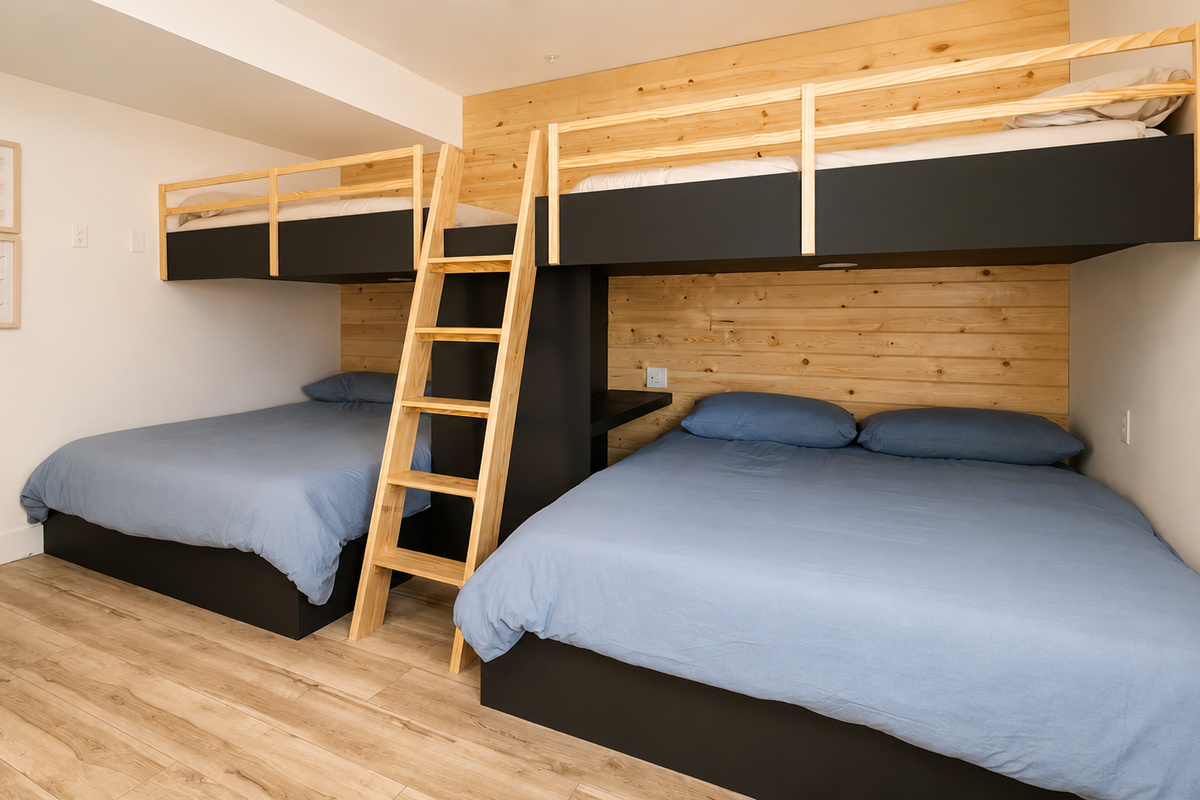 Custom Twin-Over-Queen Bunk Beds • Sleeps 6

