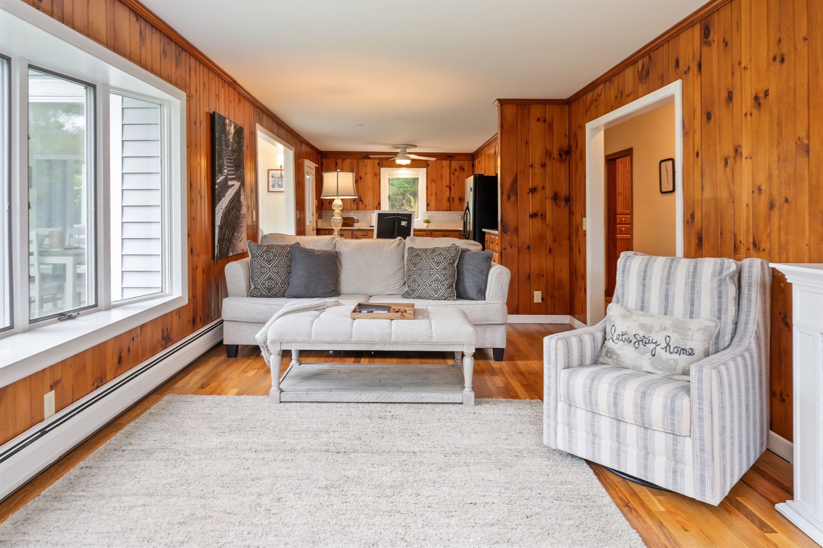 Spacious living room with cozy seating