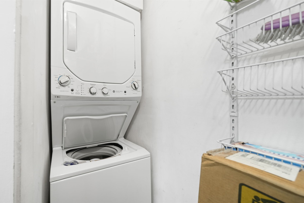 Stackable washer and dryer in unit