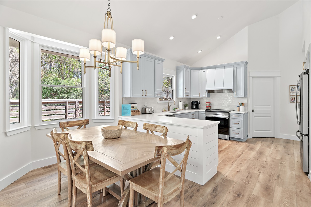 Open-concept kitchen and dining space