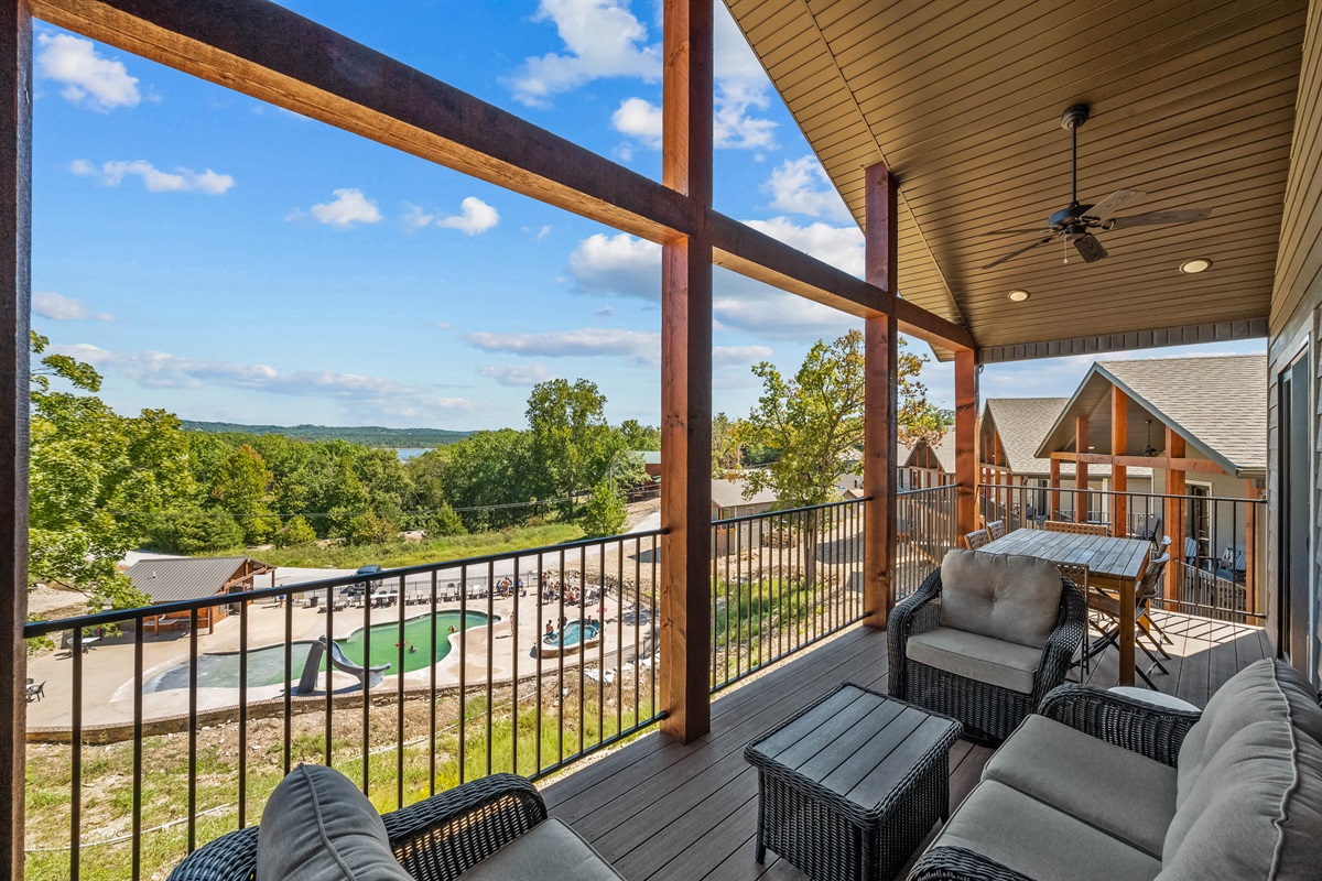 Our deck overlooks the community pool and hot tub