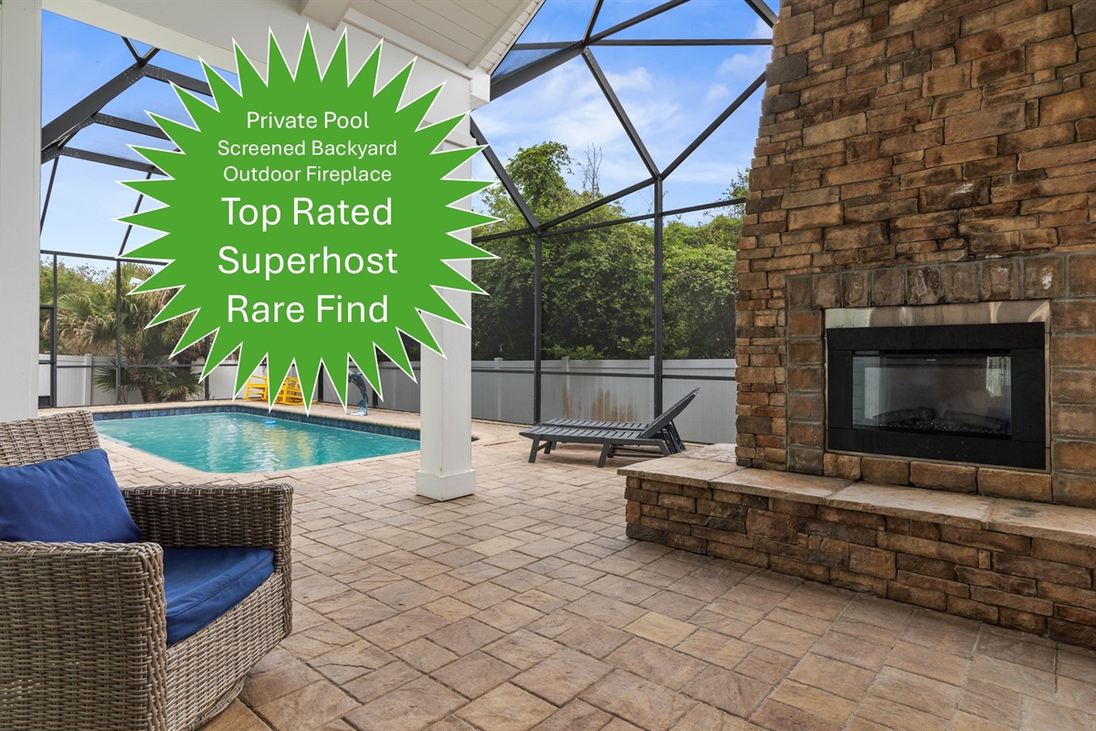 Start the morning with coffee by the outdoor fireplace, spend the afternoon splashing in your private pool, and end the night in the screened lanai making the kind of Florida memories everyone talks about long after checkout.