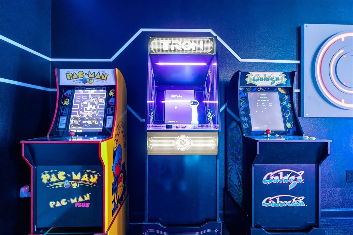 What would a Tron game room be without the original Tron arcade? Enjoy some classic titles rereleased by 1Up.