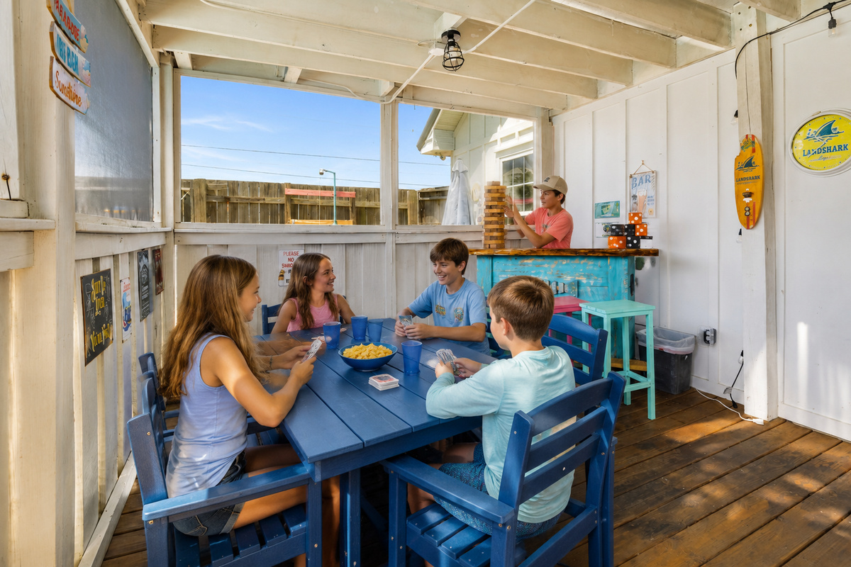 Rain or shine, this covered patio is the perfect place for family game nights, friendly competitions, and making vacation memories together.