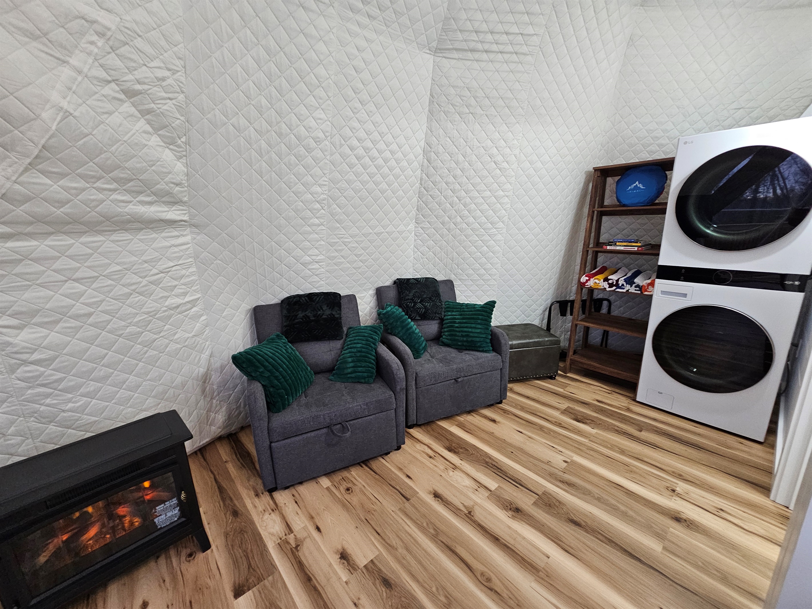 Two convertible sleeper chairs that easily fold out into single beds for additional guests